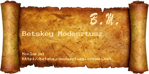 Betskey Modesztusz névjegykártya